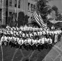 Bancroft junior high school activities.  "Ace" club in flag ceremony.