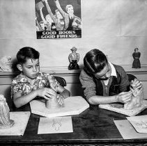 Raymond Avenue School Activities.  Clay modeling.