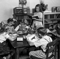 Raymond Avenue School Activities.  Bird study in science class.