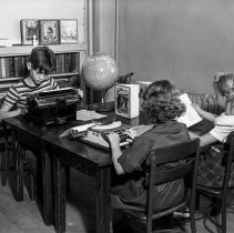 Raymond Avenue School Activities.  Typing in social studies class.