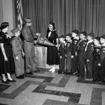 Canterbury Avenue school activities.  Boy and cub scouts.  Honor groups parading and receiving awards in auditorium and outdoors.