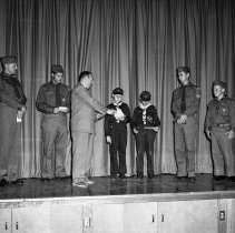 Canterbury Avenue school activities.  Boy and cub scouts.  Honor groups parading and receiving awards in auditorium and outdoors.