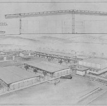 Canterbury Avenue school looking southwest.  New kindergarten classroom buildings. [Architectural renderings.]