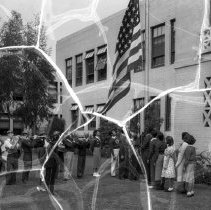 Jordan high school activities.  Flag raising.