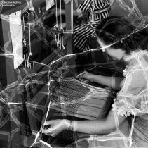 Los Angeles High School.  Summer workshop activities, Weaving (Close-up).