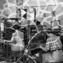 Los Angeles High School.  Summer workshop activities, Weaving class.