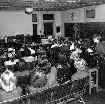 Bancroft junior high school activities.  Students working with and operatin