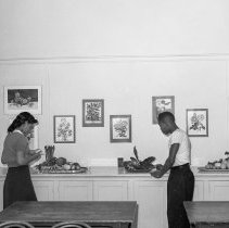 Jefferson high school activities.  (Taken during open house) Exhibits of flowers, fruit and vegetables.