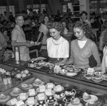 Bancroft junior high school activities.  Cafeteria.  Children with their lunch trays.