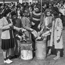Venice High school activities.  Paper conservation.  Separating paper from 