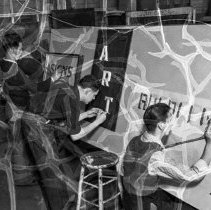 Wiggins, Frank trade school activities.  Sign painting.