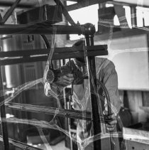 Wiggins, Frank trade school, interiors.  [Boy in workshop]