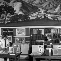 Washington High, Library.  Carnegie collection and federal mural [Dickinson’s "Valley of California", 1934].