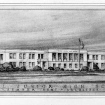 Virgil junior high school.  Perspective drawings. [Architectural rendering]