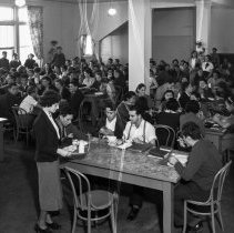 Roosevelt high, cafeteria activities.  Noon hour in dining room.