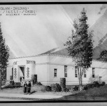 Utah Street school auditorium.  Perspective drawings.