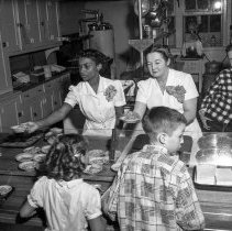 Dayton Heights Elementary School activities.  Various pupil activities relating to health: cafeteria.