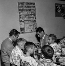 Dayton Heights Elementary School activities.  Various pupil activities relating to health: cafeteria.