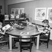 White Point Elementary School activities. Library.  Group of children reading.