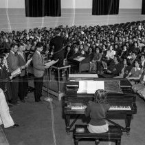 Lincoln high school activities.  Auditorium singing. (Seated)
