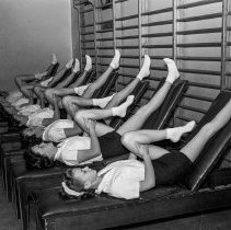 Los Angeles High School activities.  Orientation class activities. Special class pupils in corrective physical education. (Girls)