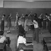 Castelar Street school activities.  Free dynamic dancing, fourth grade.