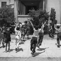 Castelar Street school activities.  Free dynamic dancing, fourth grade.