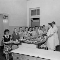 Cafeteria pictures and health pictures taken at Raymond avenue school. Cafeteria scenes.