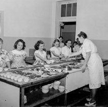 Cafeteria pictures and health pictures taken at Raymond avenue school. In line at the cafeteria.