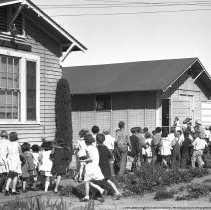 Chapman Ave. School Children Entering School Buildings.