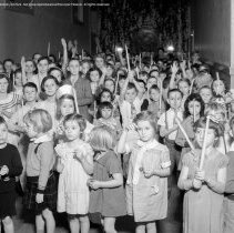 Christmas party, Cahuenga School.  Christmas carol group.