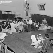 Pictures taken for UNESCO at Nora Sterry school.  Radio broadcasting in 5th [fifth] or 6th [sixth] grades.