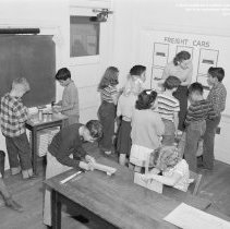 Pictures taken for UNESCO at Nora Sterry school.  Study of freight cars [trains] in primary grade.