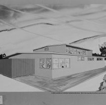 Architectural Rendering.  Garfield and Verdugo Hills High School- team shower and locker buildings. [Perspective drawing.]