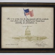Certificate Flag Flown over the Capitol of the United States