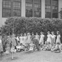 Aldama School Activities. Class planting a tree.