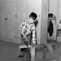 Sixty-first [61st] Street School Activities.  Special Education.  Small group learning to tell time [clock].