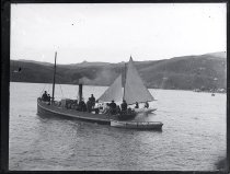 Steamboat and small sailboat, Akaroa Harbour. T.E. Taylor studio, c.1896-19