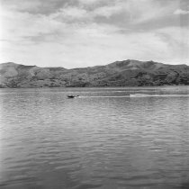 Water skiing, Akaroa Harbour. Donald J. McKay, 1960