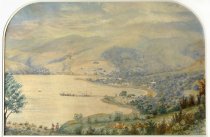 Akaroa Harbour. F. Burchell, watecolour, 1874