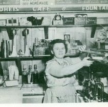 1954 TaHoMa High School Annual photo of Mary Sandhei at the Sandhei Cafe