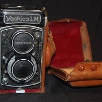 Yashica LM camera, with leather case.