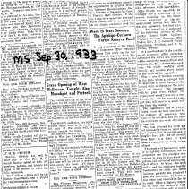 September 30, 1933 West ballroom announcement