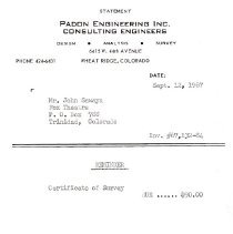 1967 Survey Invoice from Padon Engineering Inc.