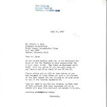 copy of letter to Billy Graham Evangelistic Films