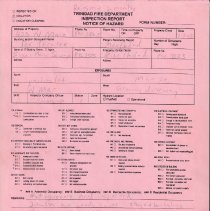 Trinidad Fire Department Inspection Report Notice of Hazard