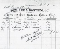 Lee & Bastedo Invoice Statement for St. Paul's Church;1875