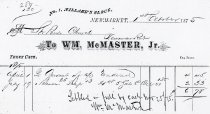 Wm. McMaster, Jr. Invoice to St. Paul's Church; 1874