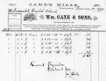 Wm. Cane & Sons Invoice to Newmarket English Church (St. Paul's); 1879