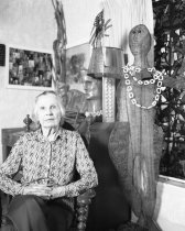 Mary Nohl inside her Lake Cottage (Fox Point, WI), 1997.